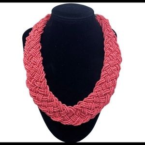Beautiful pink braided bead necklace